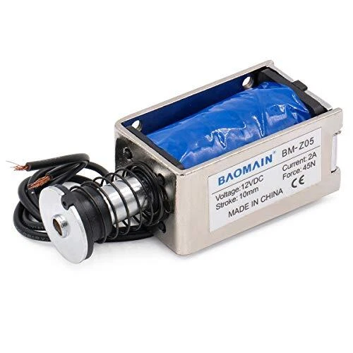 Baomain Solenoid Electromagnet JF-Z05 DC 12V 2A Push Open Frame 10mm 45N 9.9L...