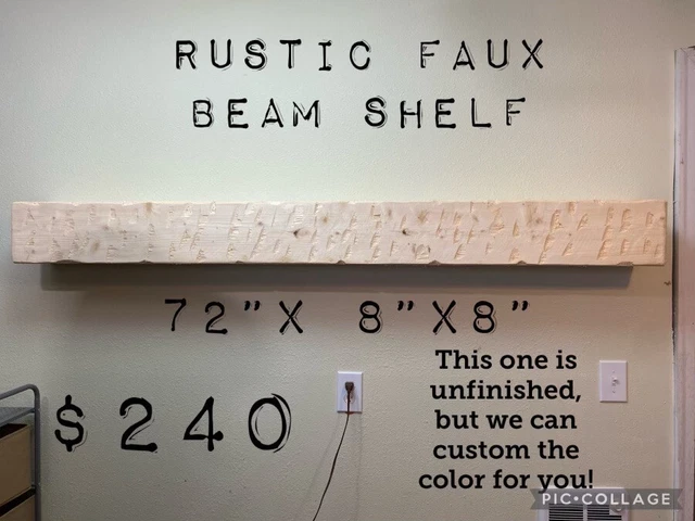 Barn Wood Hand Hewn Beams - Rustic Wooden Faux Beam Mantle - Floating Shelf