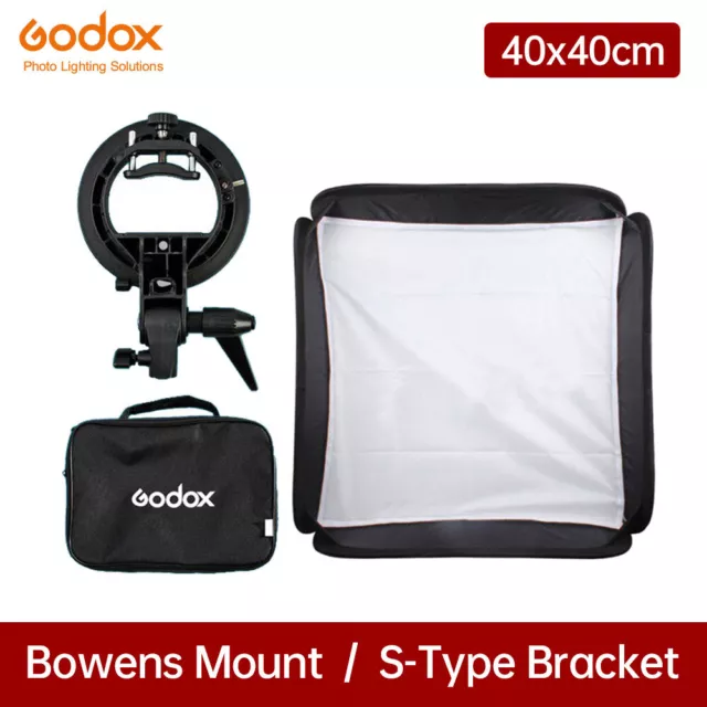 Godox Studio Flash Speedlite Softbox 40*40cm 40x40 + S type Bracket Mount Kit