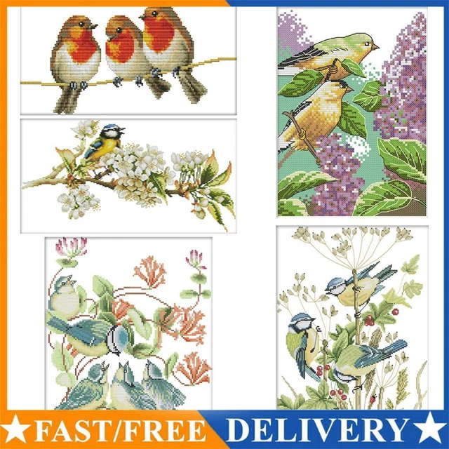 Home Decor DIY Cross Stitch Kits 14CT Stamped Cute Bird Embroidery Art Canvas AU