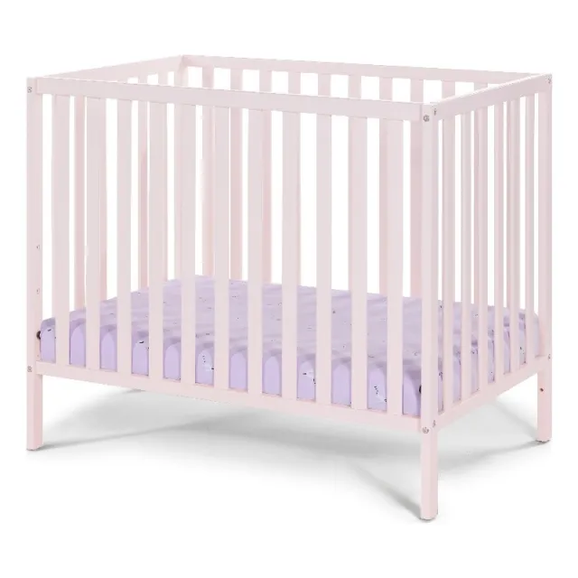 Suite Bebe Palmer Contemporary Wood Mini Crib with Mattress Pad in Pink
