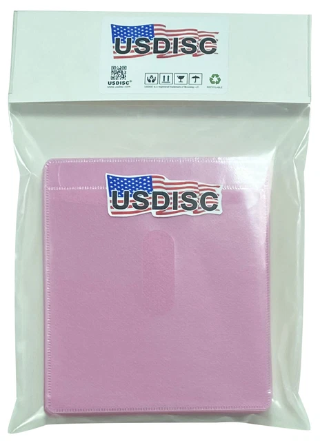 500 USDISC Plastic Sleeves, Double-sided 2 Disc (Pink)