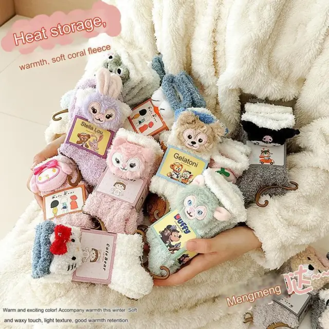 Cute Cartoon Christmas Socks Ladies Soft Fluffy Cosy Bed Sock Winter Warm Gift