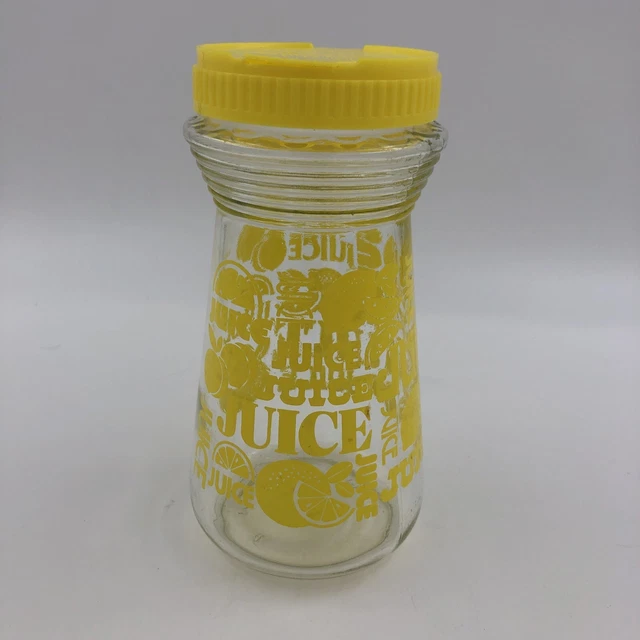 Vintage Retro Glass Carafe Jar Pitcher Lemonade Juice Plastic Flip Top Lid 24oz