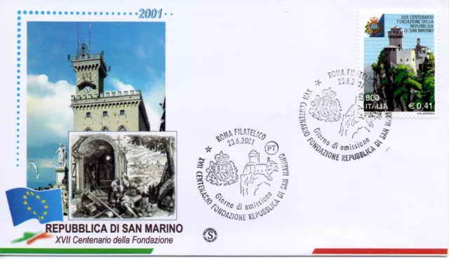 Repubblica Italiana 2001 FDC Filagrano Repubblica di San Marino