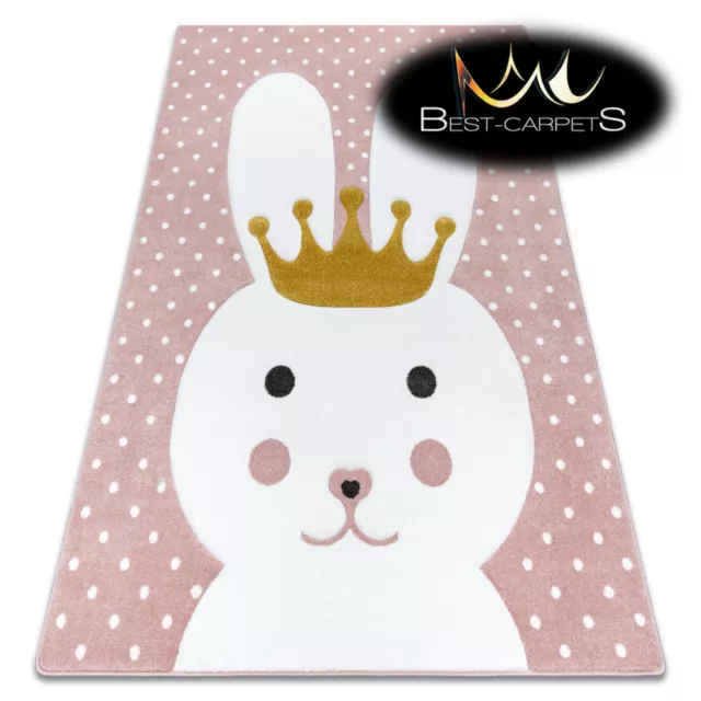 MODERN KIDS ROOM RUG Bunny 'PETIT' Thick pink CHEAP Best-Carpets for children