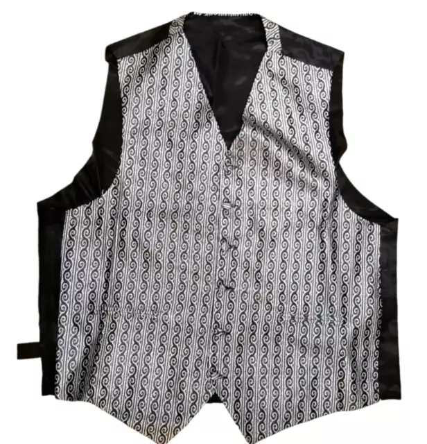 Gilet Makrom xl argento nero gilet metallico vorticoso e cravatta nuovo matrimonio