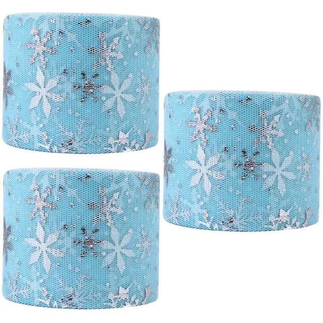 3 Sets Schneeflocke Tüll Stoff Breite Tüll Rollen Weihnachten Tüll Rolle 7