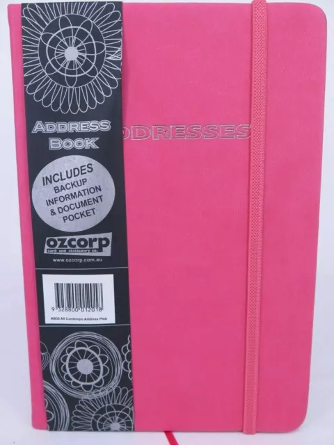 CONTEMPO BERRY / PINK A5 Address Book PU Finish 200 x 160mm Ozcorp AB35* TRACKED 3