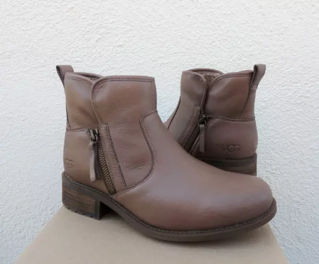 Ugg Camel Brown Lavelle Leather Wool Chelsea Ankle Boots, Women Us 7/ Eur 38 Nib