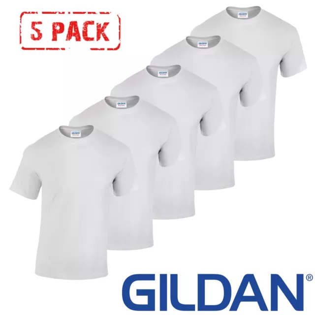 5 PACK Gildan Mens T-Shirt Heavy Cotton Plain Short Sleeve Tee Top Multi Colors