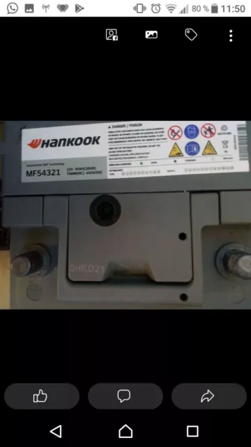 Hankook 54321 Batterie de Démarrage Pour Voiture 12V 45Ah - 208 x 174 x 175mm 2
