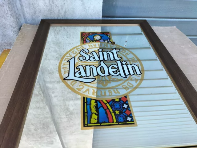 Quadro A Specchio Da Bar / Pub Pubblicitario Da Collezione Birra Saint Landelin 3