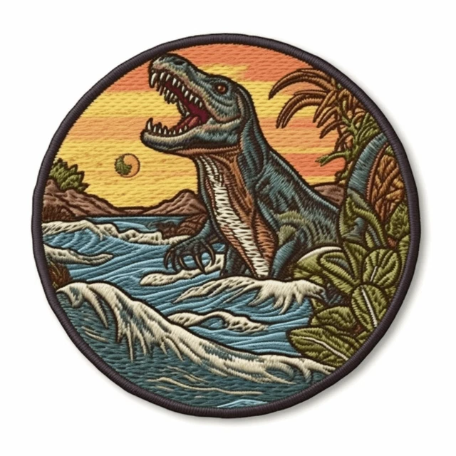 Tyrannosaurus Patch Embroidered Iron-on Applique Dinosaur T-rex Raptor Extinct