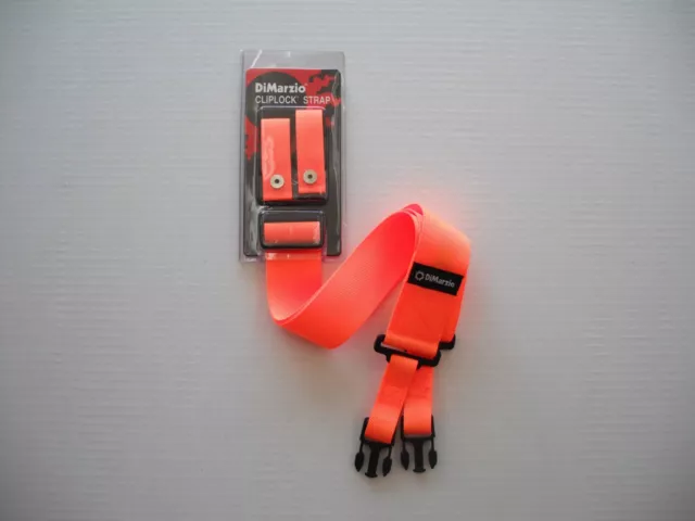 Dimarzio Short Nylon Cliplock Strap 2 Inch Wide Orange Short Dd2200S