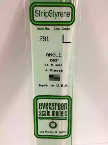 Evergreen Scale Models N.291 Polystyrene Angle 1.5mm (4pcs)