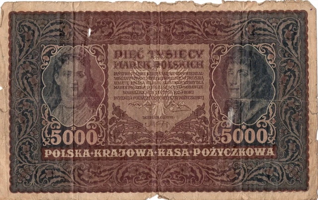Poland 5000 Marka 1920 Very Well Circulated Vintage World Paper Currency