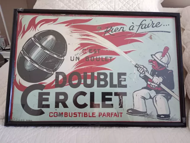 Pompier: Plaque Publicitaire " Double Cerclet "Encadree.