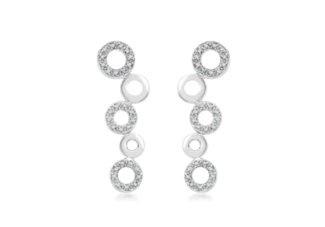 CARISSIMA GOLD 9CT White Gold 0.20CT Diamond Circle Drop Earrings
