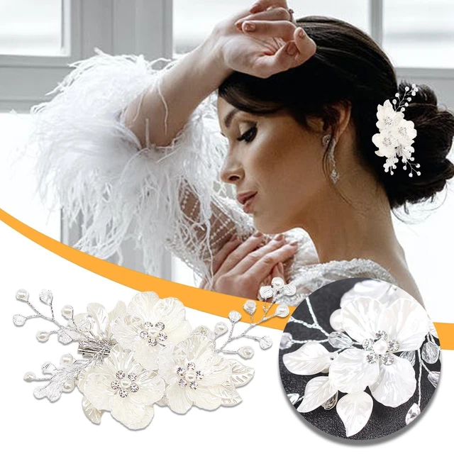 Clip per capelli cristallo sposa fiore perla fiore per capelli gioielli accessorio capelli matrimonio J0B3