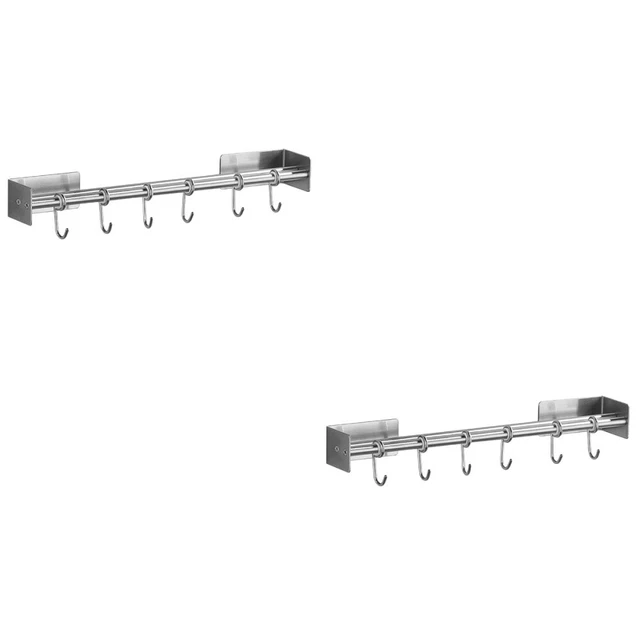2 Piezas Colgador Sartén Cocina Soporte Estante Doble Viga Almacenamiento