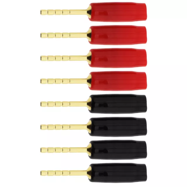 8PCS 2mm Speaker Pin Connectors Gold Plated Banana Plugs (4 Red & 4 Black)