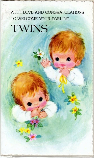 Vintage TWINS Greetings Card Unused  Collectible
