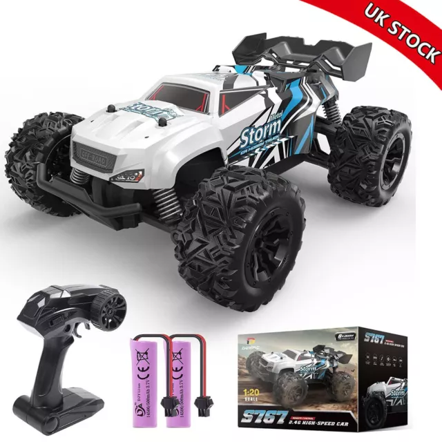 DEERC S767 1/20 Remote Control Car RC Monster Truck High Speed Rock 2 Batteries