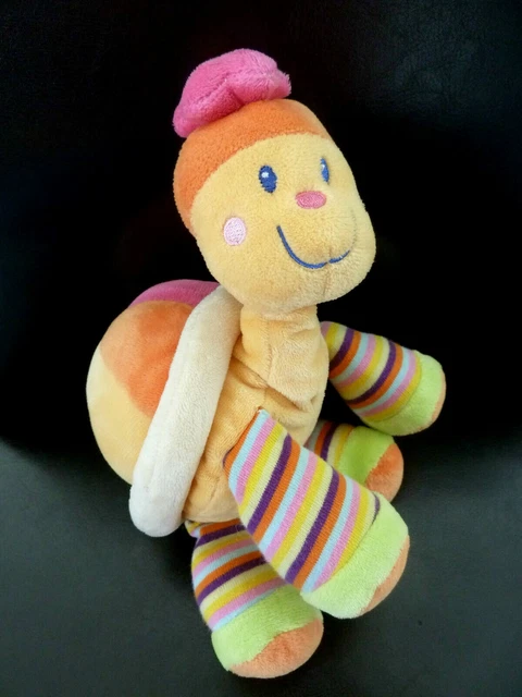 *. Doudou Peluche Mots D'enfants Tortue Jaune Rose Orange Vert Violet  Et. Neuf*