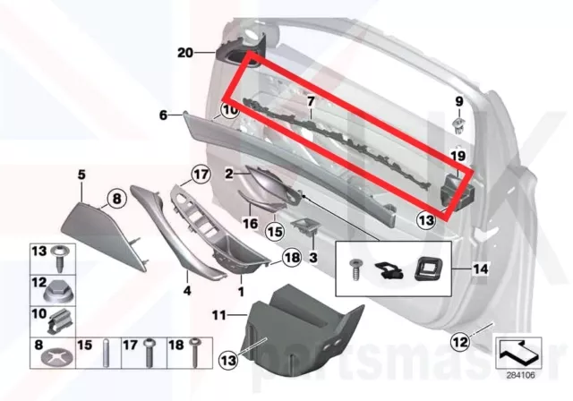 Bmw 5 Series F10 F11 New Genuine Front Door Fiber Optic Cable Holder Right O/S