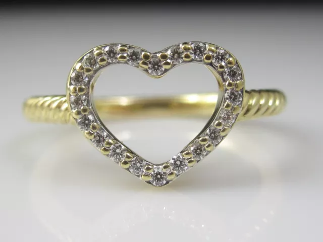 David Yurman Ring 750 Diamond Cable Open Heart Collectibles 18K Yellow Size 7.5