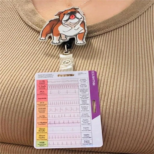 ECG/EKG RHYTHM POCKET Card,Double Sided Design EKG Interpretation Badge ...