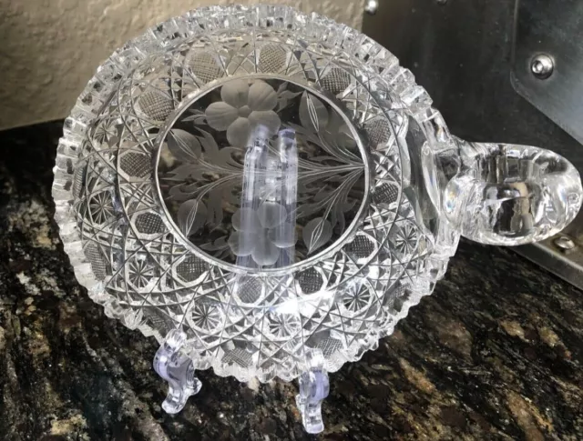 Vintage American Brilliant ABP Cut Glass Nappy Bowl - Harvard/Flower Pattern