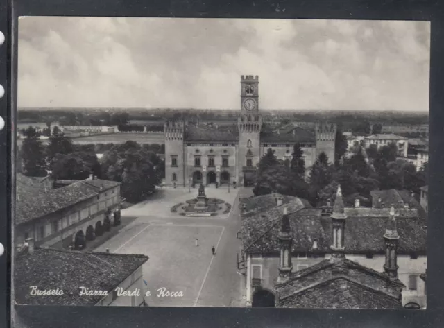 Cartolina Busseto Piazza Verdi e Rocca HB544