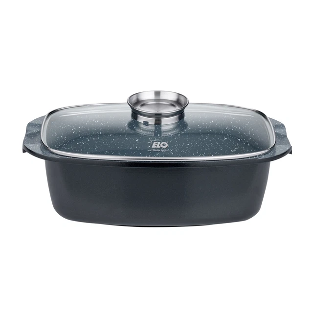 ELO Pure Basalt Bräter mit Glasdeckel 39 x 22 cm INDUKTION