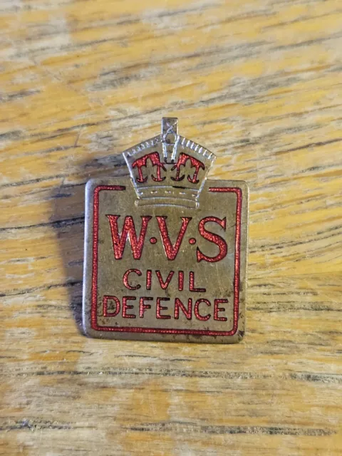 Ww2 Wvs Womens Voluntary Service Civil Defence Vintage Badge
