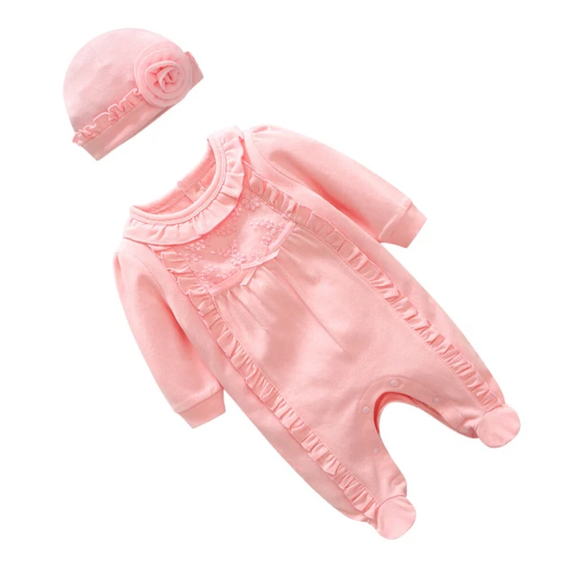 2 pz tute con manica in cotone neonato 73 cm primavera e autunno con cappello per