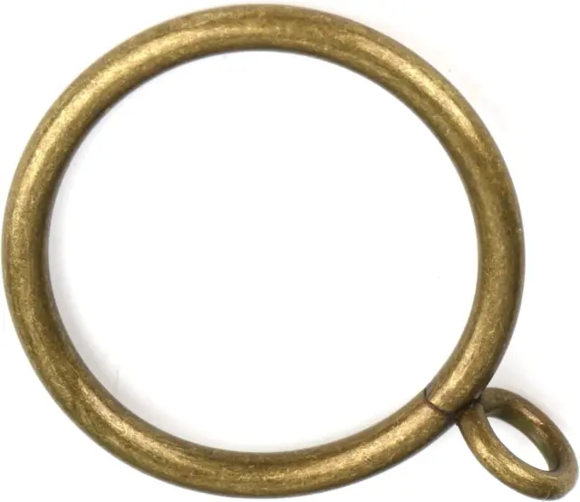 1 1/2-Inch Antique Brass Curtain Rings with Eyelets for Curtain Rods (Set of 30