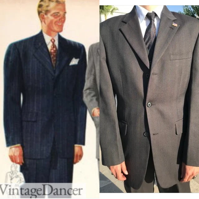 1950s vintage handtailored bespoke classic worsted 3 pieces sriped full suit