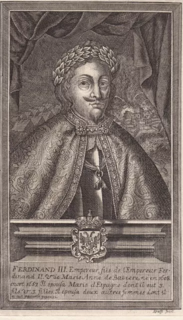 Portrait XVIIIe Ferdinand III Habsbourg Empereur Saint-Empire Roi Hongrie 1744