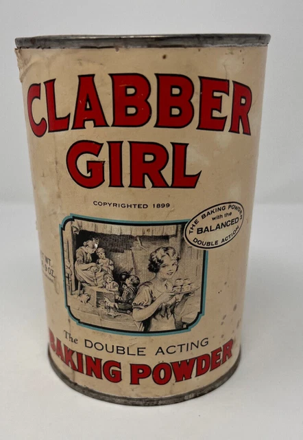 Vintage Clabber Girl Baking Power Metal Tin Rustic Decor