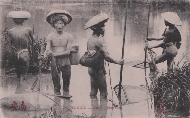 Carte postale ancienne postcard INDOCHINE VIETNAM TONKIN HANOI pêcheurs