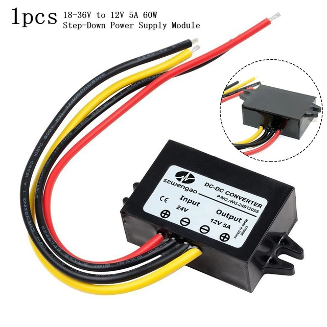 Convertitore DC/DC Step Down 12/24V A 5V 5A - Alimentatore Per Auto, GPS, Schermi LED