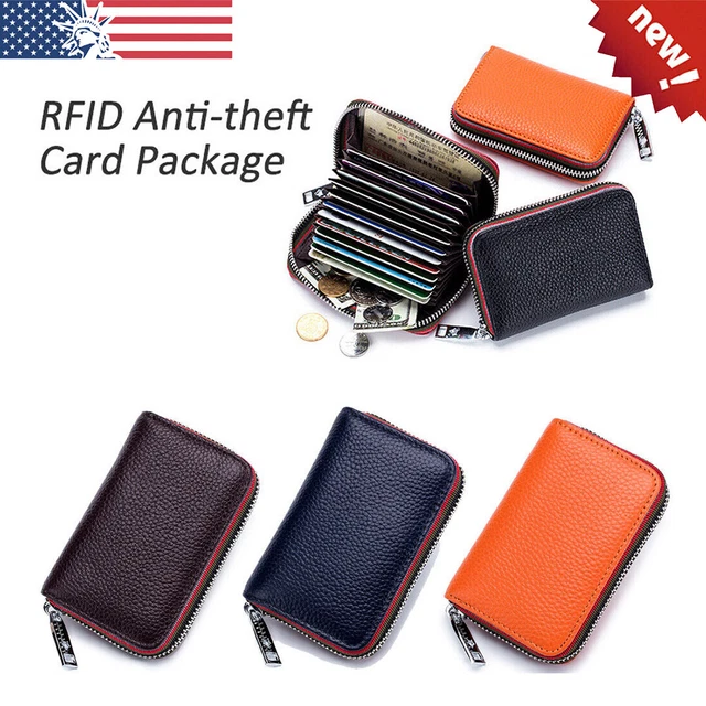 Mens Womens Wallet Credit Card Holder Leather RFID Blocking Zipper Pocket Purse