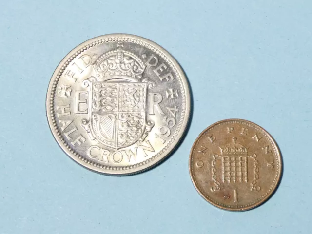 1954 British Elizabeth II Half Crown UNC Bag Marks Coin #AA41 3