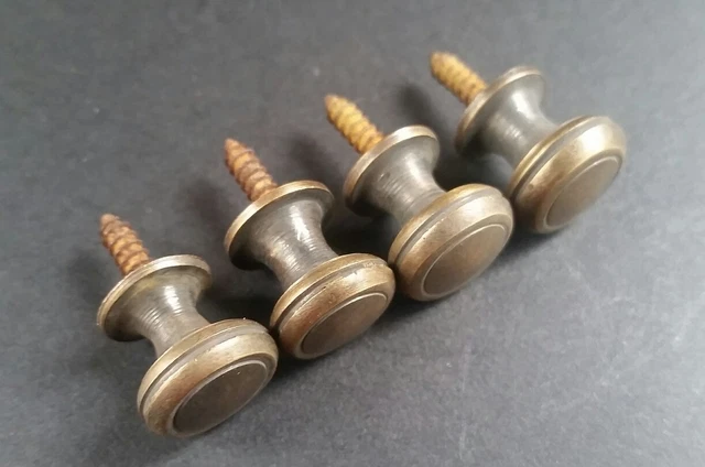 4 Solid Brass SMALL Stacking Barrister Bookcase 1/2"dia Knobs drawer Pulls #K18