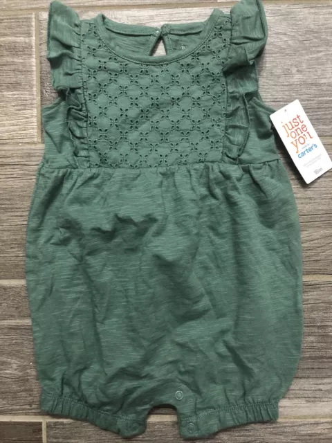 Baby Girls Eyelet Romper - Just One You made by Carters Olive Green 18m