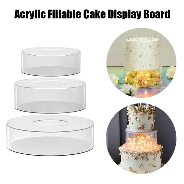 ACRYLIC FILLABLE DIY Cake Stand Base Cylinder Display Riser For Wedding