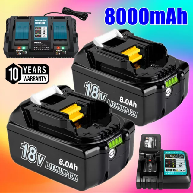 4x Für Makita Ersatz Akku 18V 6000mAh 8.0Ah BL1860B BL1830B BDA350F / Ladegerät