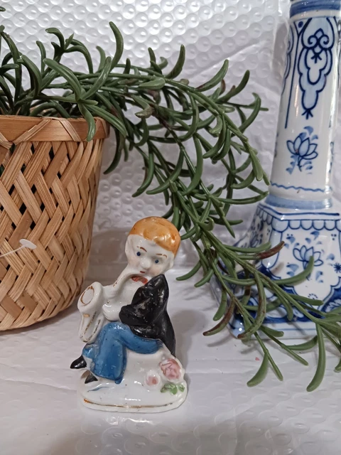 Vtg Hand Painted Ceramic Pottery Little Boy